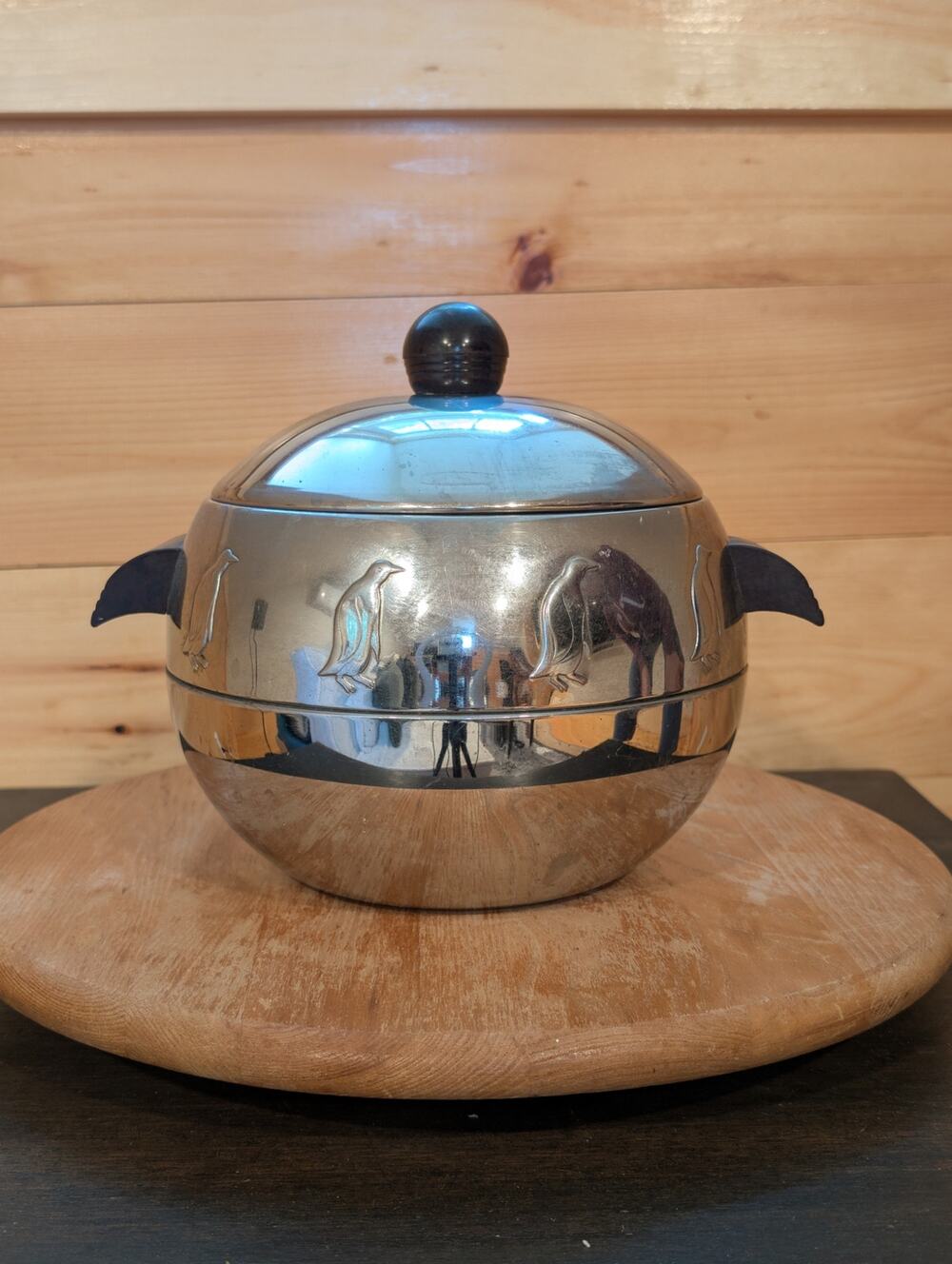 Vintage West Bend Penguin Hot Cold Server Chrome Bakelite Handles Art Deco